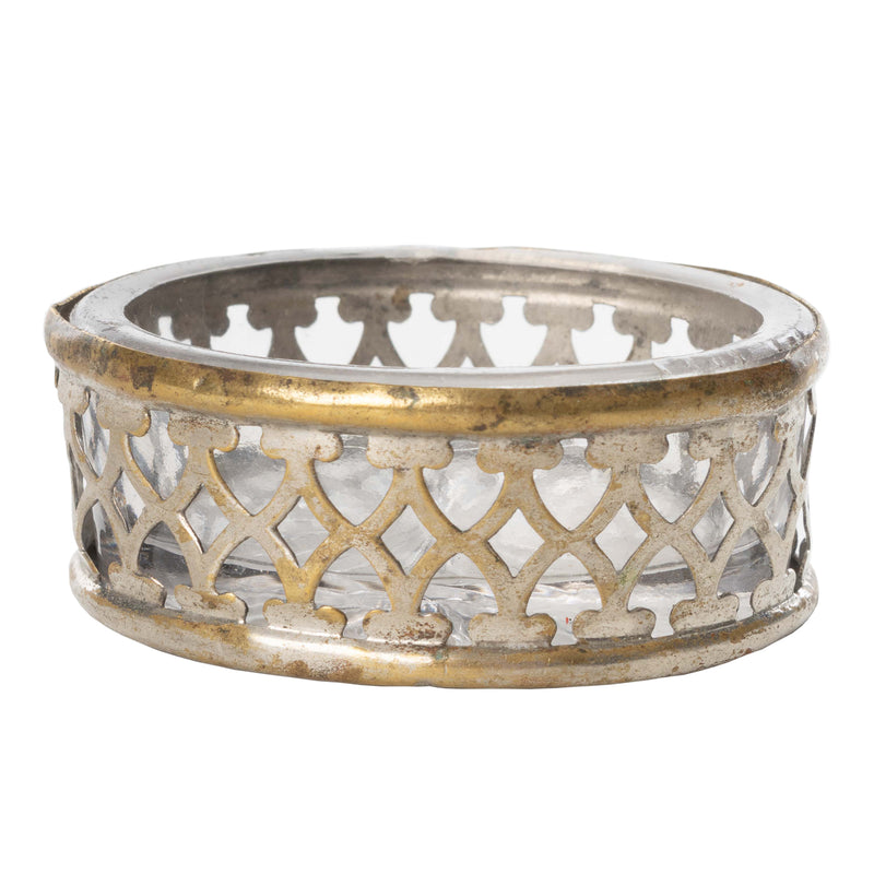 Silver Oval Open Salt Cellar with Crystal Insert