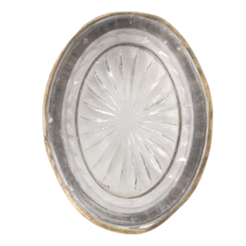 Silver Oval Open Salt Cellar with Crystal Insert