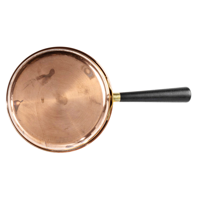 Small Copper Pan with Lid and Brass and Wood Handle