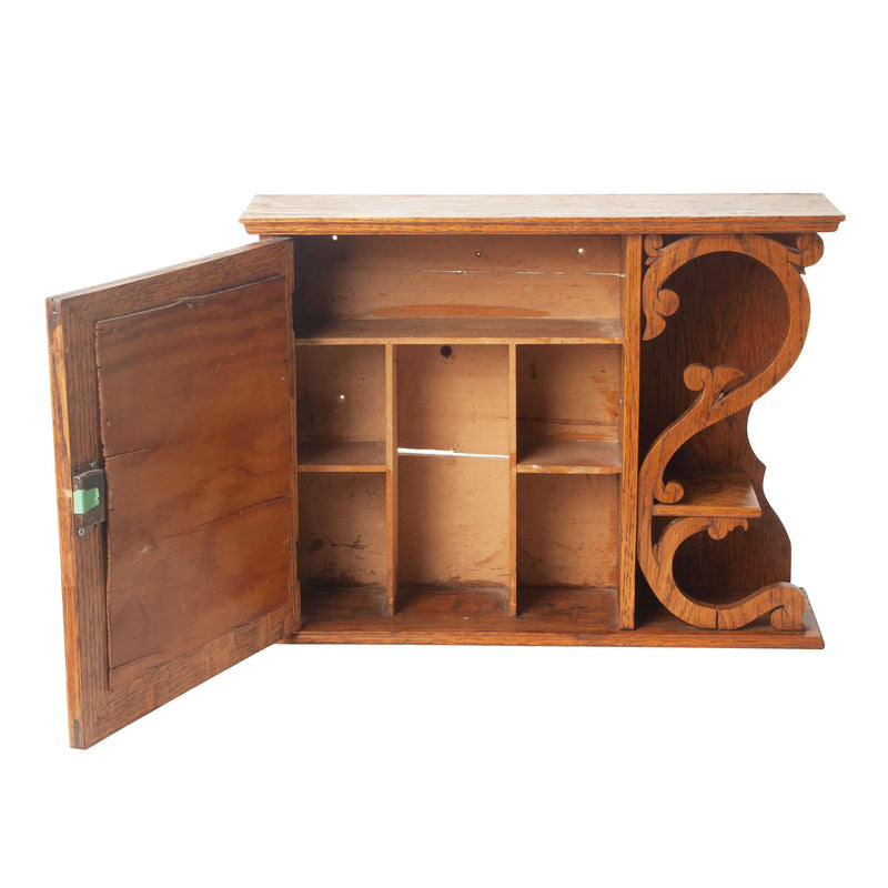 Oak Wall Cabinet with Mirrored Door