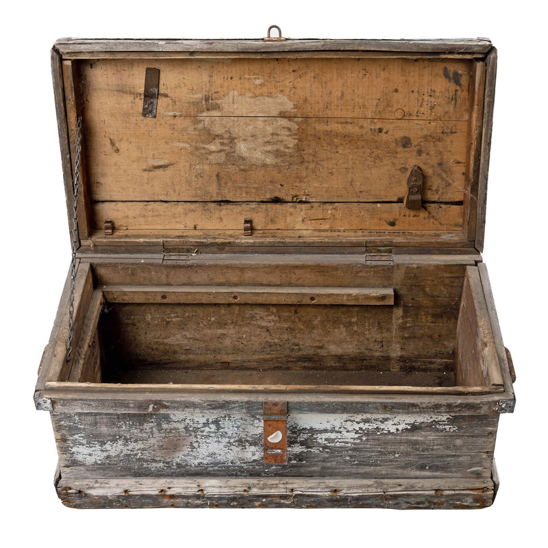 Wood Tool Box with Metal Top