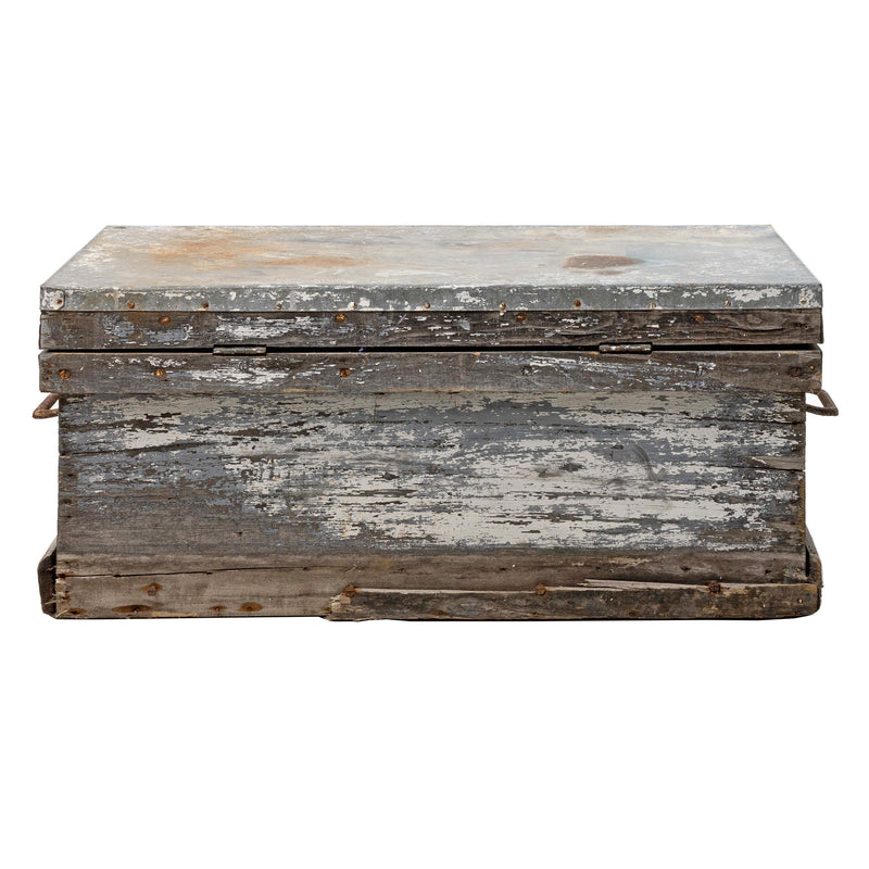 Wood Tool Box with Metal Top