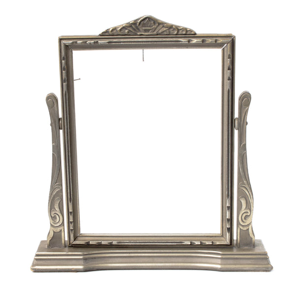 Silver Painted Wood Picture Frame on Base without Glass (As Is)