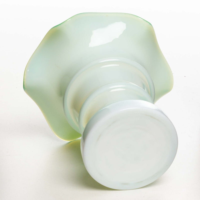 Altaglass Green and White Ruffled Edge Vase