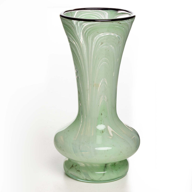 Altaglass Swirl Green Vase with Black Rim