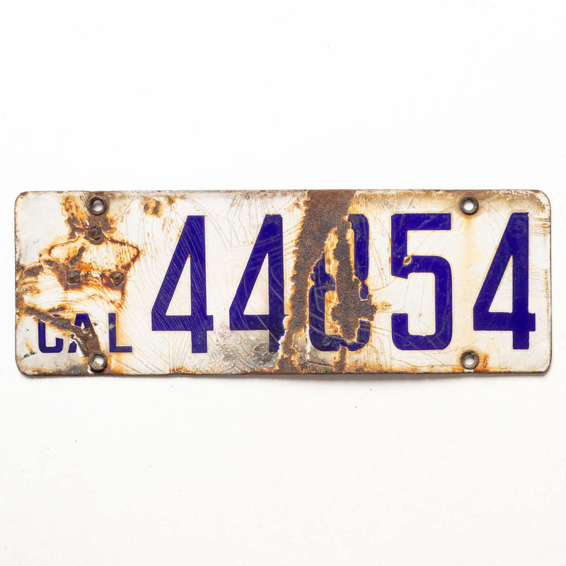 Porcelain 1919 California Licence Plate