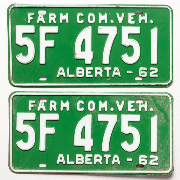 Alberta 1962 Farm Licence Plates (Pair)