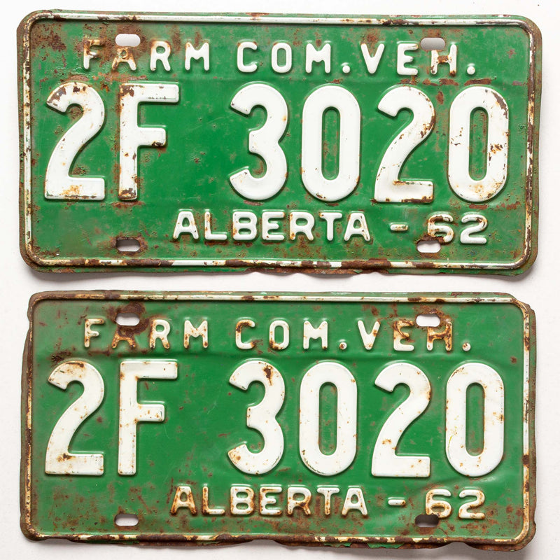 Alberta 1962 Farm Commercial Vehicle Licence Plates (Pair)
