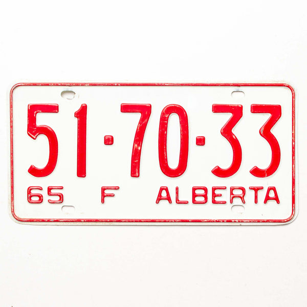 Alberta 1965 Farm Licence Plate "51-70-33"