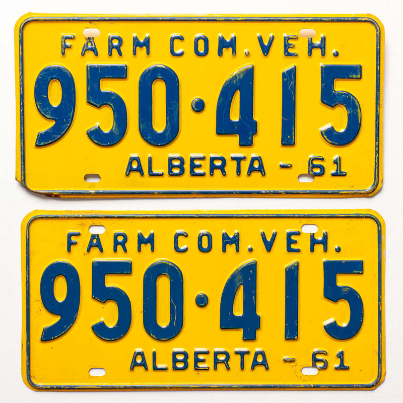 Alberta 1961 Farm Licence Plates (Pair)