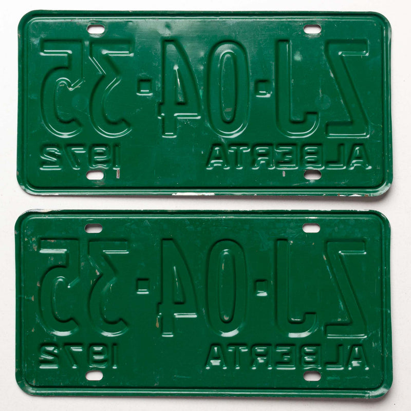 Alberta 1972 Licence Plates (Pair)