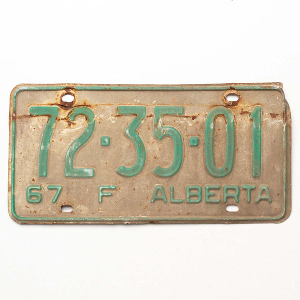 Alberta 1967 Farm Licence Plate "72-35-01"