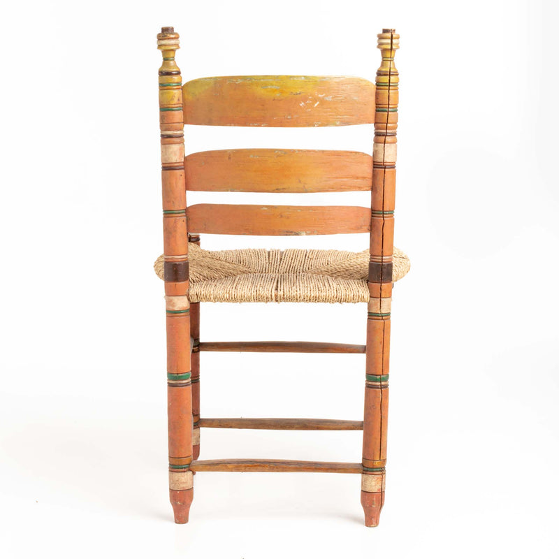 Wood Chair with Rush Seat and Handpainted Design