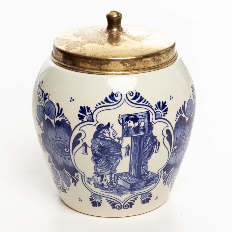 Hand Painted Delft Cigar Humidor with Lid