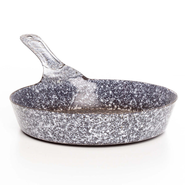 Grey and Black Graniteware Enamel Frying Pan