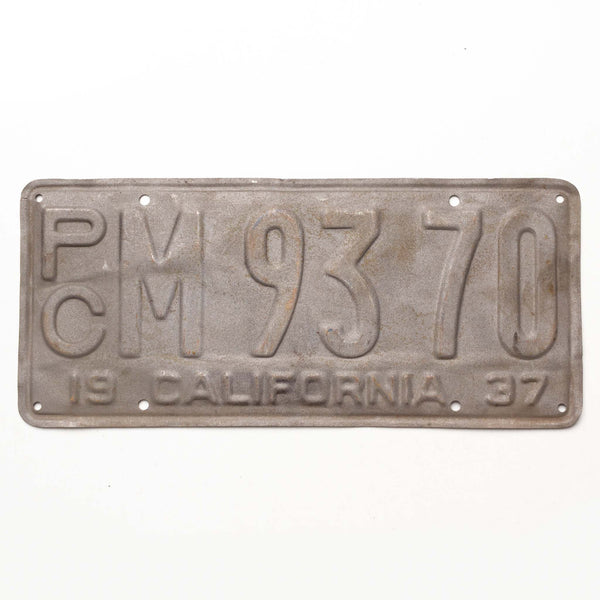 California 1937 Licence Plate