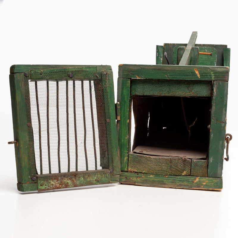Wooden Folk Art Live Animal Trap Green