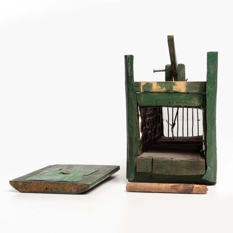 Wooden Folk Art Live Animal Trap Green