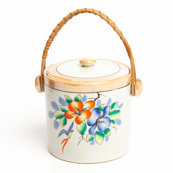 Biscuit Barrel with Wicker Handle