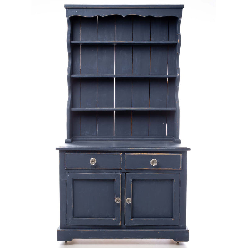 Blue Cupboard with Open Shelves