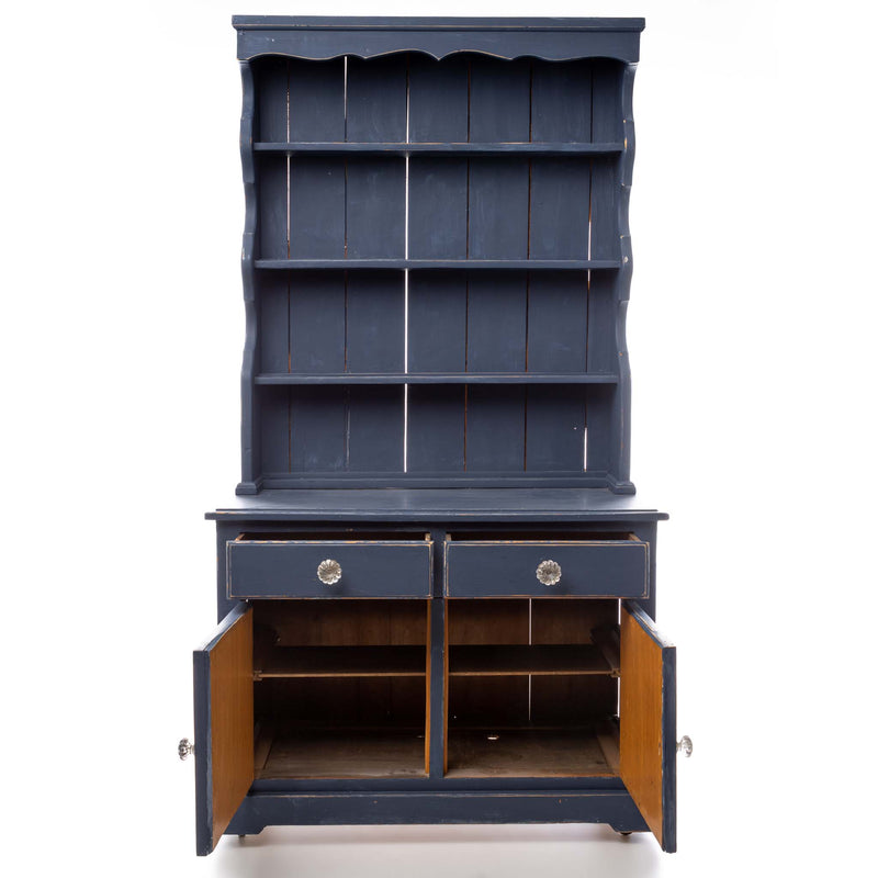 Blue Cupboard with Open Shelves
