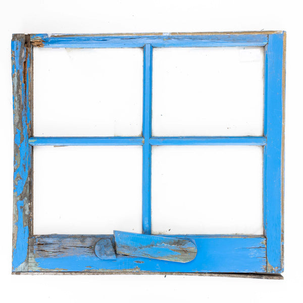 Blue Painted 4 Pane Window Frame