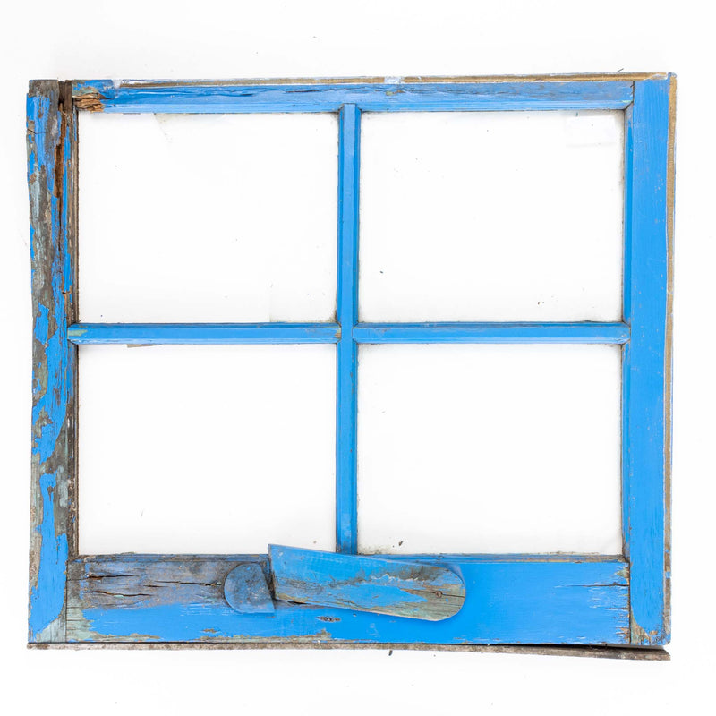Blue Painted 4 Pane Window Frame