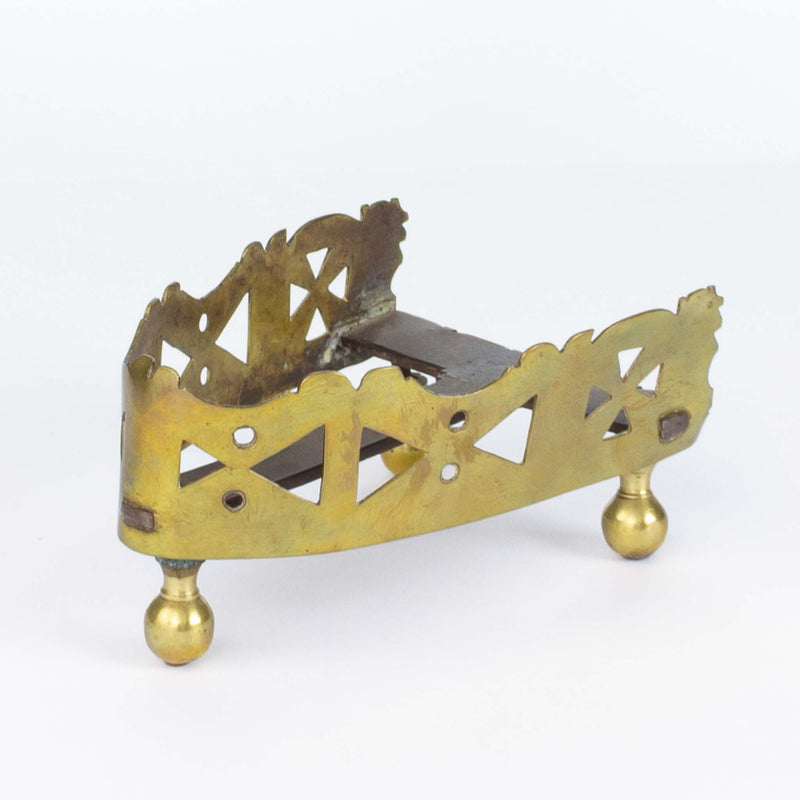 Brass Trivet on Ball Feet with Raised Pierced Sides