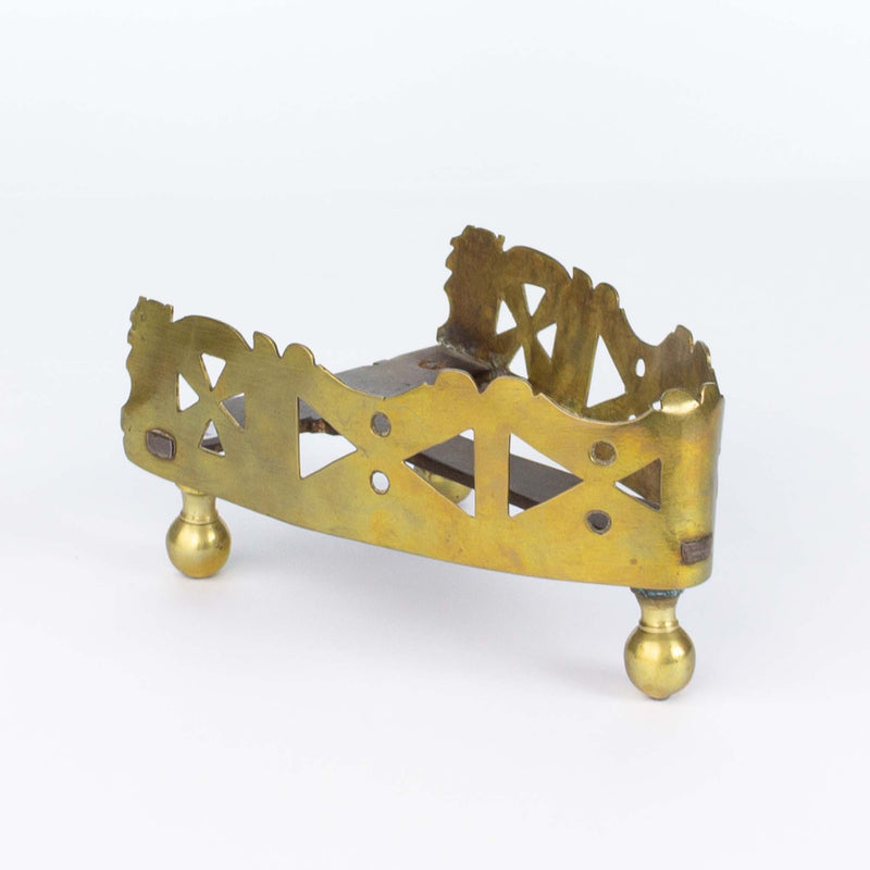 Brass Trivet on Ball Feet with Raised Pierced Sides