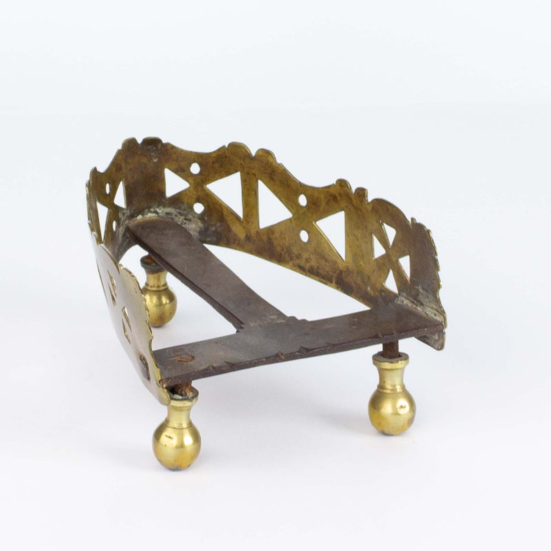 Brass Trivet on Ball Feet with Raised Pierced Sides