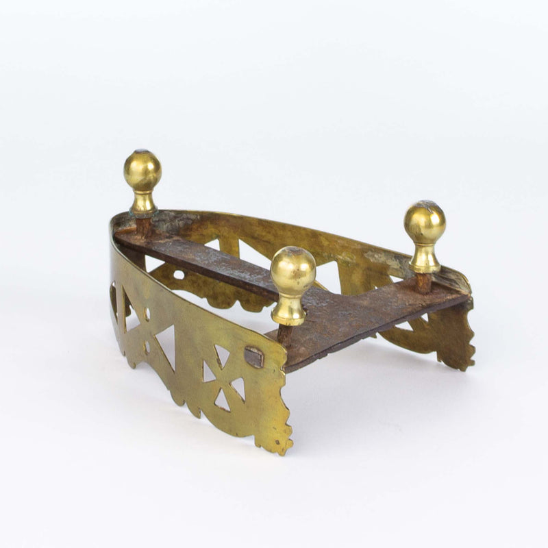 Brass Trivet on Ball Feet with Raised Pierced Sides