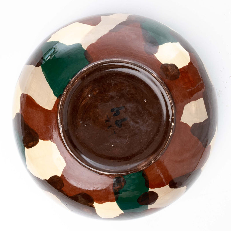 Brown, Green and White Pottery Bowl