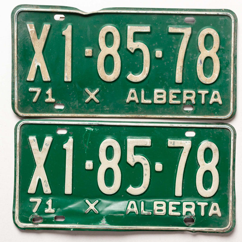 Alberta 1971 Commercial Licence Plates "X1-85-78" (Pair)