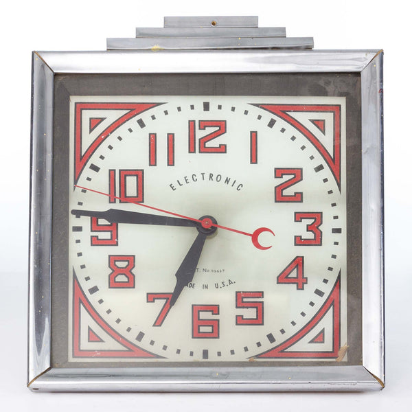 Chrome Art Deco Electronic Wall Clock
