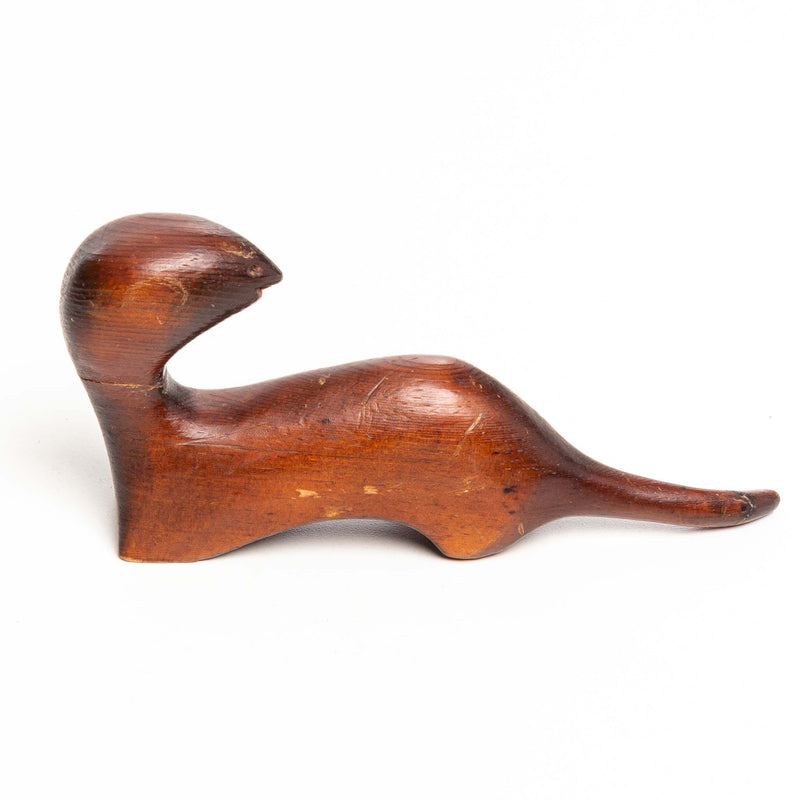 Carved Folk Art Otter Signed And Dated 1977