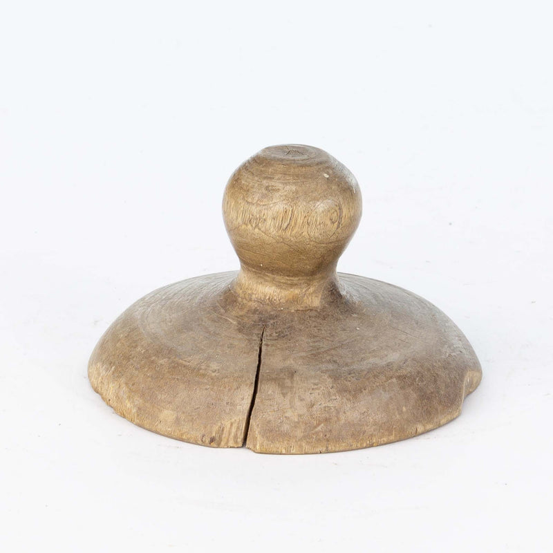 Round Wood Butter Press w/ Leaf Pattern