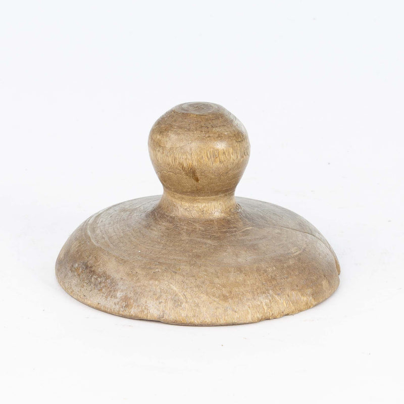 Round Wood Butter Press w/ Leaf Pattern