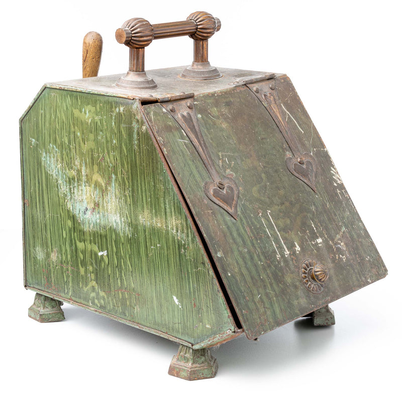 Tin Coal Scuttle with Copper Mounts