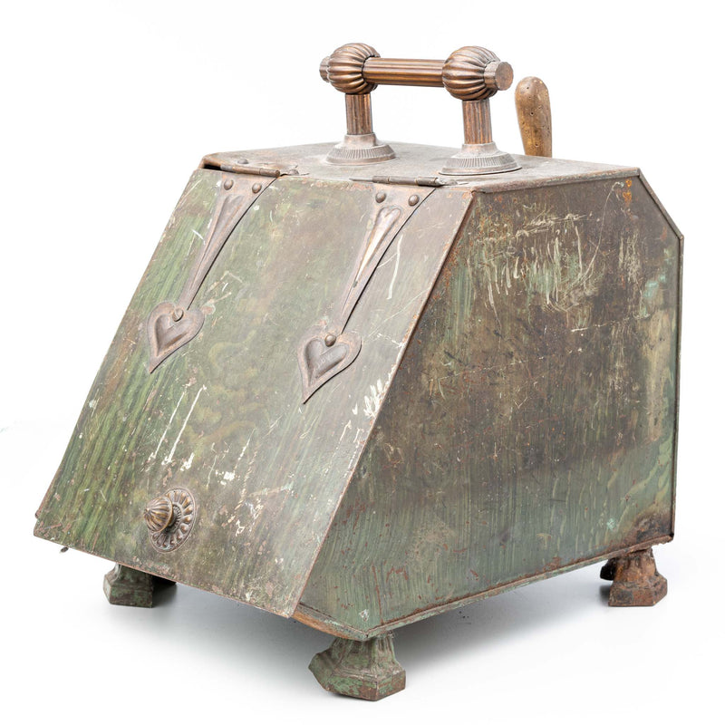 Tin Coal Scuttle with Copper Mounts