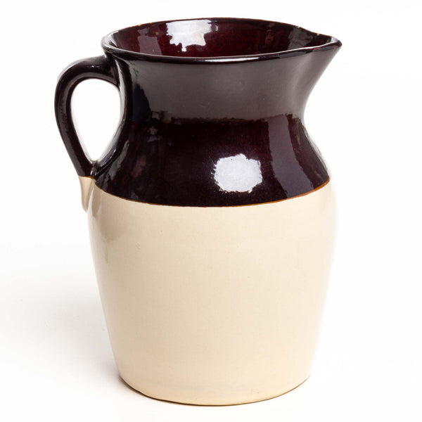 Two Tone Stoneware Pancake Pitcher with Handle