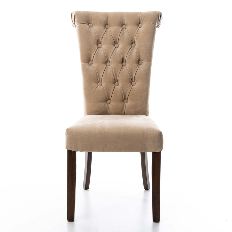 Beige Velvet Tufted Chair