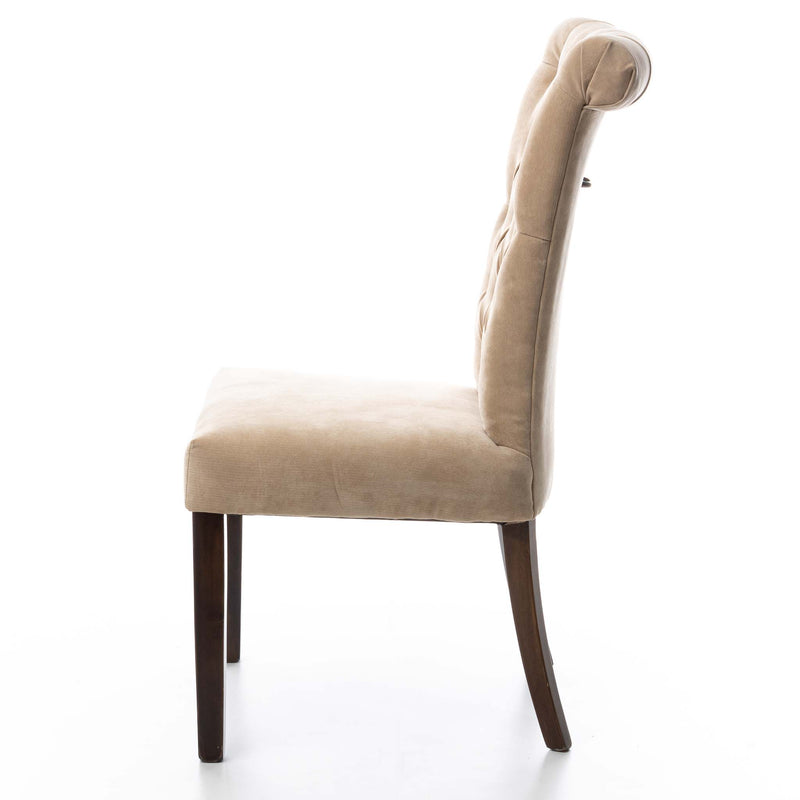 Beige Velvet Tufted Chair