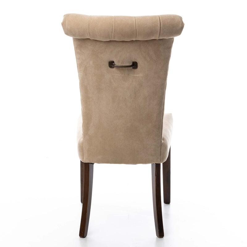Beige Velvet Tufted Chair