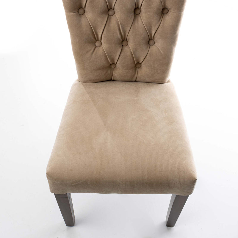 Beige Velvet Tufted Chair