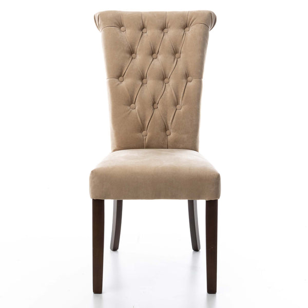 Beige Velvet Tufted Chair