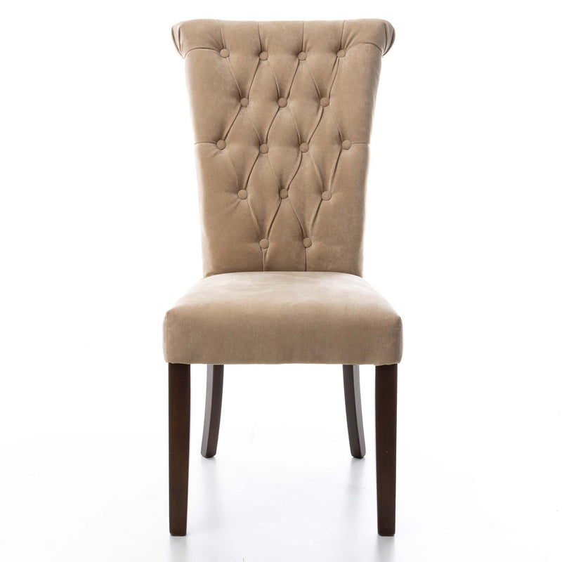 Beige Velvet Tufted Chair