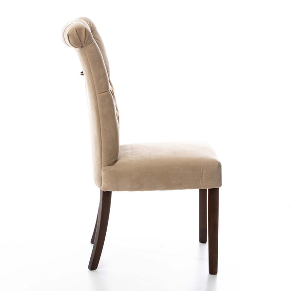 Beige Velvet Tufted Chair