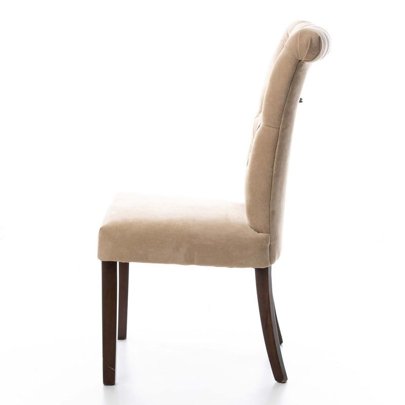 Beige Velvet Tufted Chair