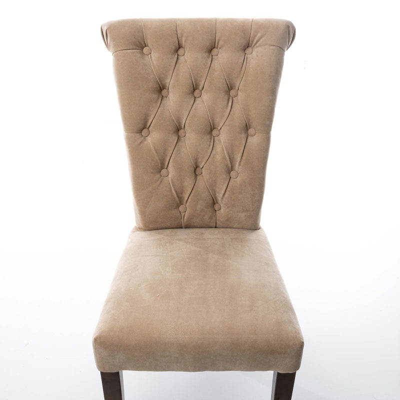 Beige Velvet Tufted Chair