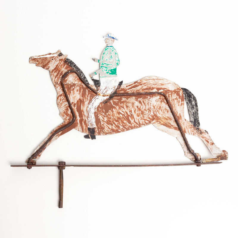 Metal Horse And Rider Weather Vane
